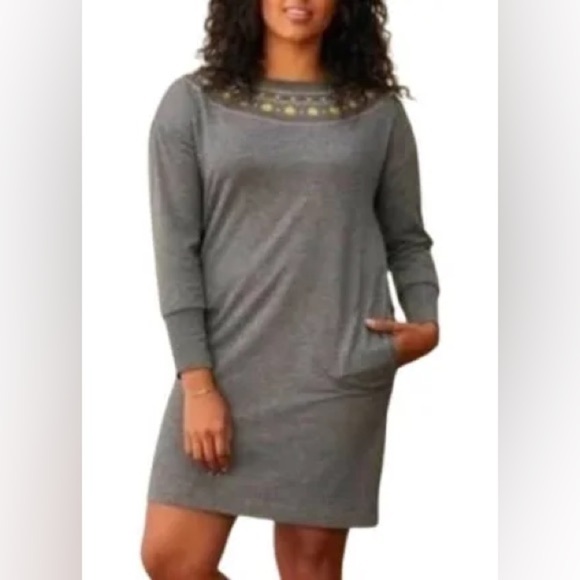 Matilda Jane Just Imagine Cozy Knit Sweater Dress Gray Metallic Womens L - Picture 1 of 6